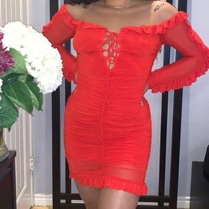 Red mini dress